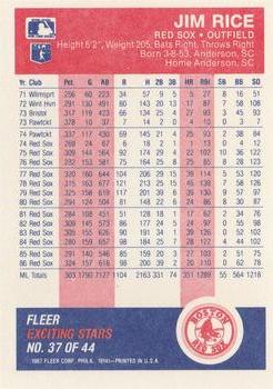 1987 Fleer Baseball's Exciting Stars #37 Jim Rice Back
