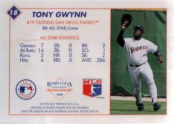 1992 Barry Colla All-Star Game #18 Tony Gwynn Back