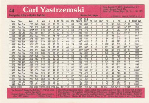 1983 Donruss Action All-Stars #44 Carl Yastrzemski Back