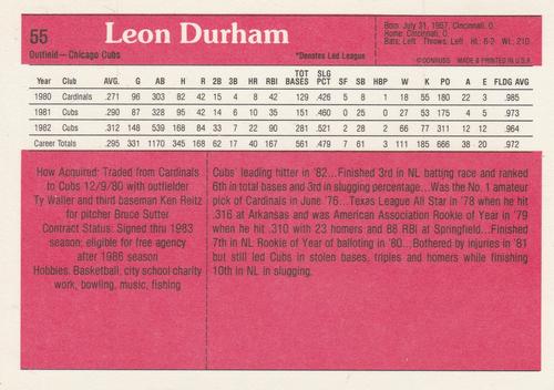 1983 Donruss Action All-Stars #55 Leon Durham Back