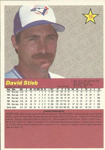 1984 Donruss Action All-Stars #19 Dave Stieb Back