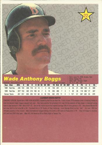 1984 Donruss Action All-Stars #22 Wade Boggs Back