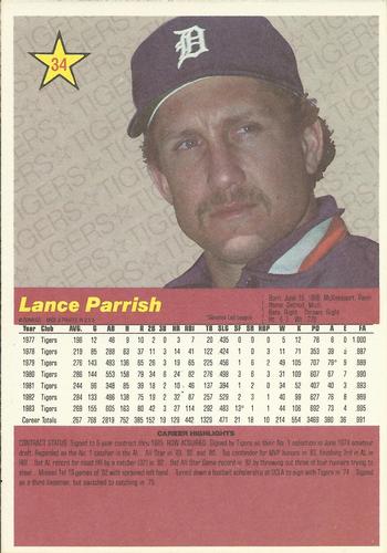 1984 Donruss Action All-Stars #34 Lance Parrish Back