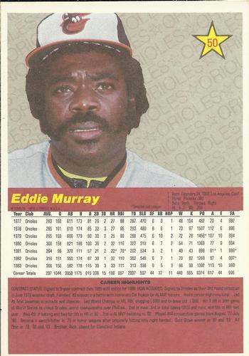 1984 Donruss Action All-Stars #50 Eddie Murray Back