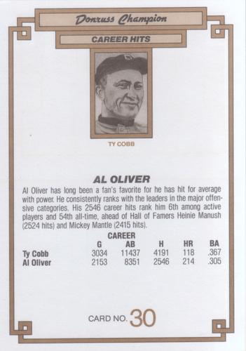 1984 Donruss Champions #30 Al Oliver Back