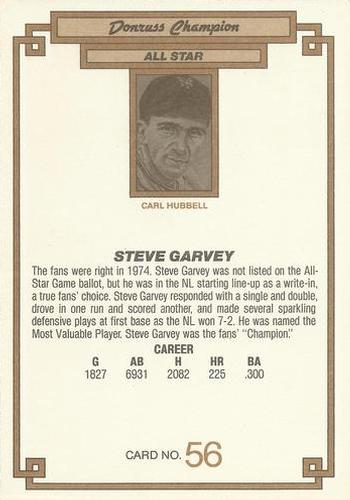 1984 Donruss Champions #56 Steve Garvey Back