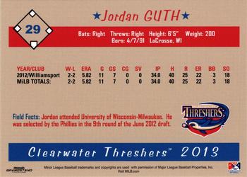 2013 Grandstand Clearwater Threshers #NNO Jordan Guth Back