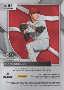 2022 Panini Chronicles - Spectra Rookie Jersey Autographs Neon Green #137 Hans Crouse Back