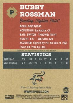 2022 Choice Reading Fightin Phils Update #28 Bubby Rossman Back