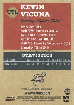 2022 Choice Reading Fightin Phils Update #32 Kevin Vicuna Back