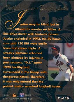 1994 Flair - Outfield Power #7 David Justice Back