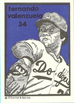 1984-89 O'Connell and Son Ink #34 Fernando Valenzuela Front