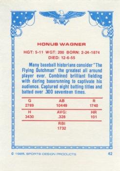 1984-85 Sports Design Products #42 Honus Wagner Back