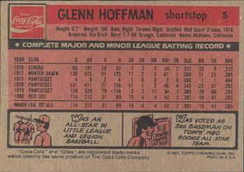 1981 Topps Coca-Cola Boston Red Sox #5 Glenn Hoffman  Back
