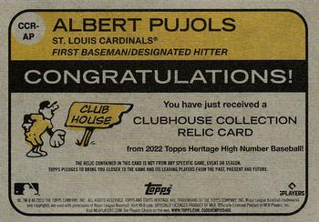 2022 Topps Heritage - Clubhouse Collection Relics Gold High Number #CCR-AP Albert Pujols Back