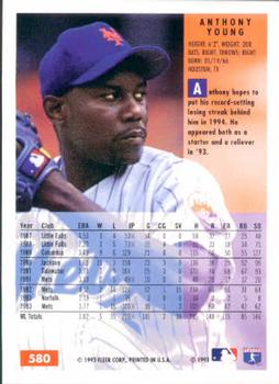 1994 Fleer #580 Anthony Young Back