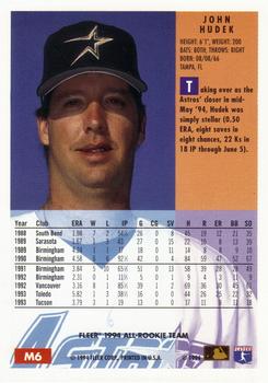 1994 Fleer - All-Rookie Team #M6 John Hudek Back
