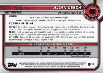 2022 Bowman Draft - Chrome Refractor #BDC-22 Allan Cerda Back