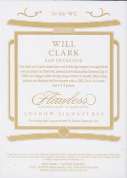 2022 Panini Flawless - Shadow Signatures #SS-WC Will Clark Back