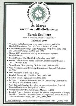 2002-23 Canadian Baseball Hall of Fame #85/09 Bernie Soulliere Back