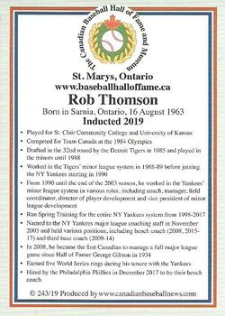 2002-23 Canadian Baseball Hall of Fame #243/19 Rob Thomson Back