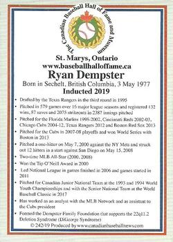 2002-23 Canadian Baseball Hall of Fame #242/19 Ryan Dempster Back