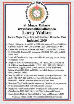 2002-23 Canadian Baseball Hall of Fame #255/21 Larry Walker Back