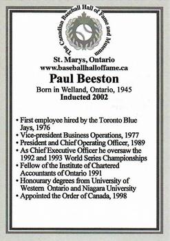 2002-23 Canadian Baseball Hall of Fame #NNO Paul Beeston Back