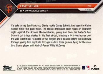2023 Topps Now #273 Casey Schmitt Back