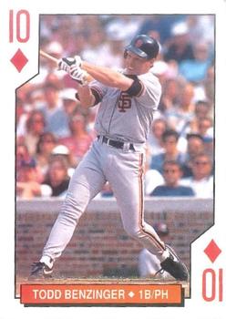 1994 Bicycle San Francisco Giants Playing Cards #10♦ Todd Benzinger Front