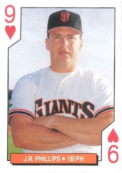 1994 Bicycle San Francisco Giants Playing Cards #9♥ J.R. Phillips Front
