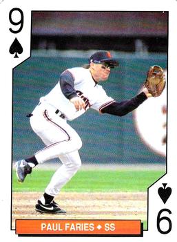 1994 Bicycle San Francisco Giants Playing Cards #9♠ Paul Faries Front