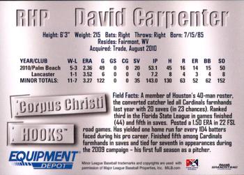 2011 Grandstand Corpus Christi Hooks SGA #NNO David Carpenter Back