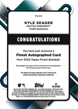 2022 Finest - Finest Autographs #FA-KS Kyle Seager Back