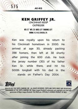 2022 Finest - Aura of Excellence Red Refractor #AE-KG Ken Griffey Jr. Back