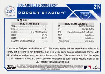 2023 Topps - Rainbow Foil #219 Los Angeles Dodgers Back