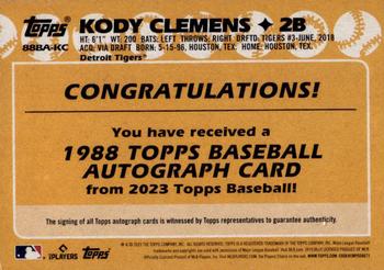 2023 Topps - 1988 Topps Baseball 35th Anniversary Autographs (Series One) #88BA-KC Kody Clemens Back