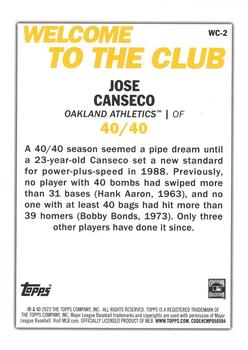 2023 Topps - Welcome to the Club #WC-2 Jose Canseco Back