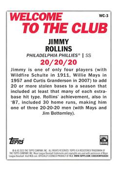 2023 Topps - Welcome to the Club #WC-3 Jimmy Rollins Back