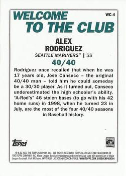 2023 Topps - Welcome to the Club #WC-4 Alex Rodriguez Back