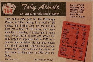 1955 Bowman #164 Toby Atwell Back