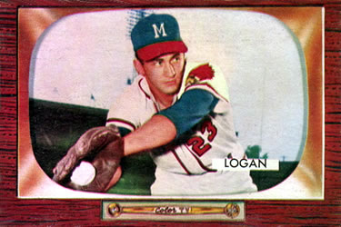 1955 Bowman #180 Johnny Logan Front