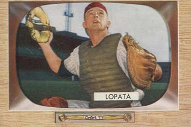 1955 Bowman #18 Stan Lopata Front