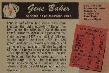 1955 Bowman #7 Gene Baker Back