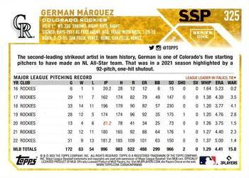 2023 Topps - Golden Mirror Image Variation SSP #325 German Marquez Back