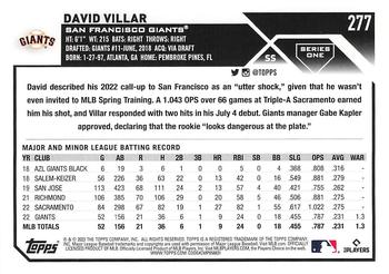 2023 Topps 1st Edition #277 David Villar Back
