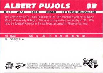 2000 Multi-Ad Midwest League Top Prospects (Unnumbered) #NNO Albert Pujols Back
