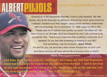 2003 St. Louis Cardinals Christian Family Day #NNO Albert Pujols Back