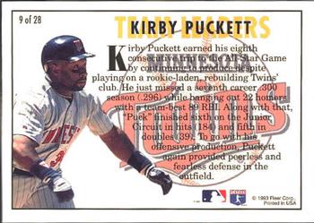 1994 Fleer - Team Leaders #9 Kirby Puckett Back