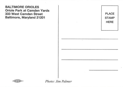 1994 Baltimore Orioles Photocards #NNO Jim Palmer Back